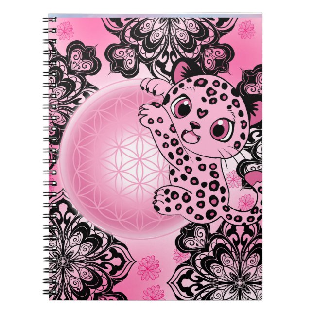 Caderno Espiral Harmonia de Leopardo Rosa (Frente)