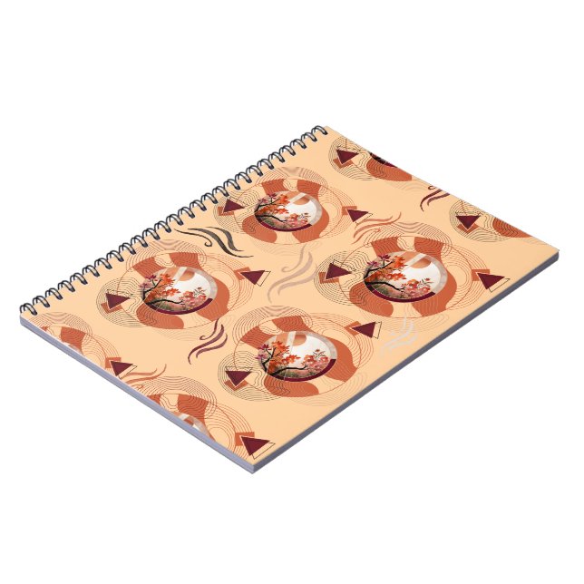 Caderno Espiral Harmonious Orange Blossom Circles (Left Side)