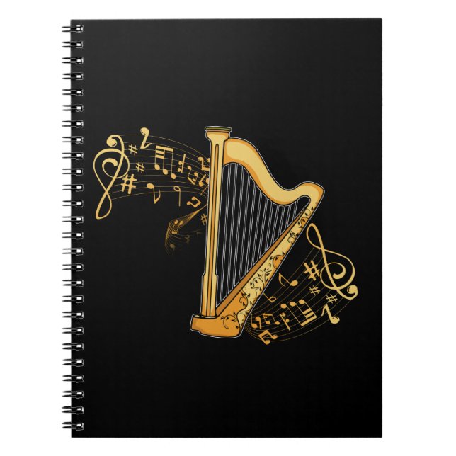 Caderno Espiral Harp Player Gift Girls Harpist Women Music Harp (Frente)