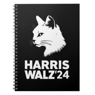 Caderno Espiral Harris Waltz 2024 Eleição Engraçado Cat Kamala Tim