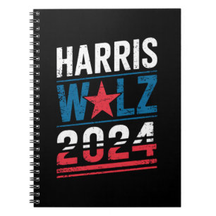Caderno Espiral Harris Waltz 2024 Eleição Kamala Harris Tim Waltz