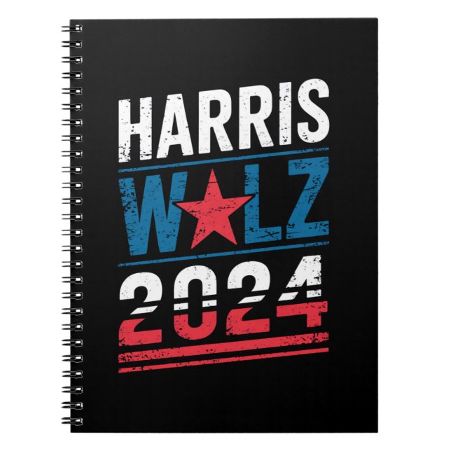 Caderno Espiral Harris Waltz 2024 Eleição Kamala Harris Tim Waltz (Frente)