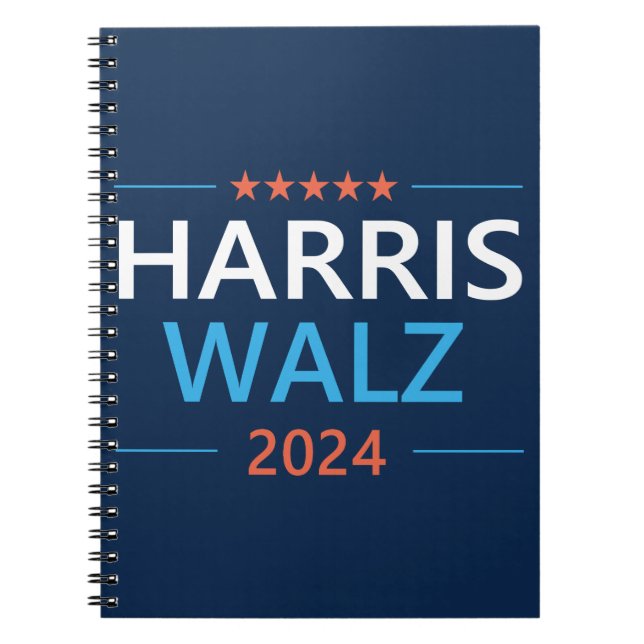 Caderno Espiral Harris Walz 2024 para Presidente (Frente)
