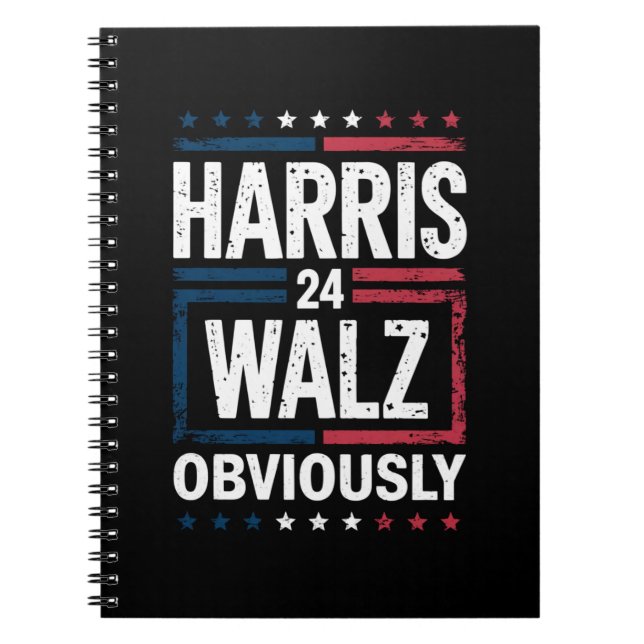 Caderno Espiral Harris Walz Obviamente Harris Waltz 2024 Eleição (Frente)