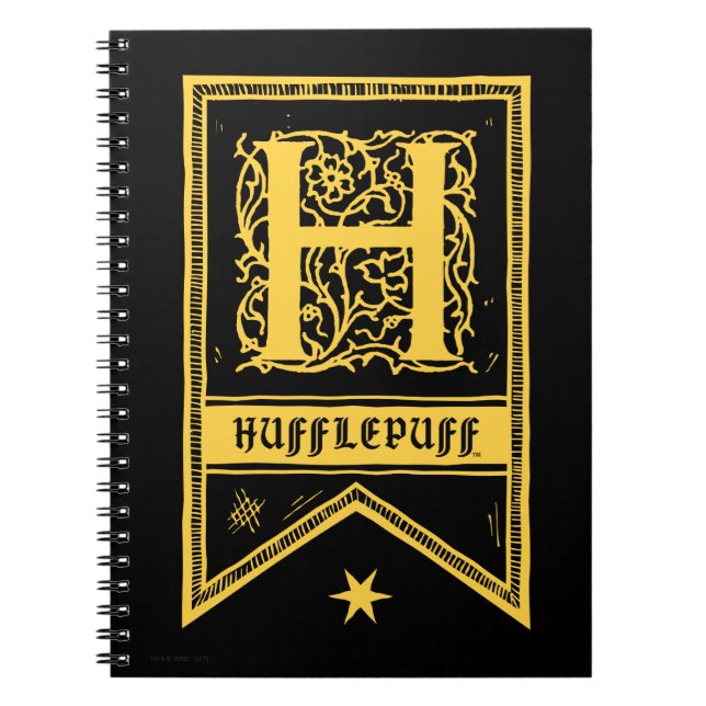 Caderno Espiral Harry Potter | Banner Monograma Hufflepuff (Frente)