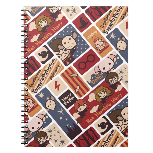 Caderno Espiral Harry Potter Cartoon Scenes Pattern (Frente)