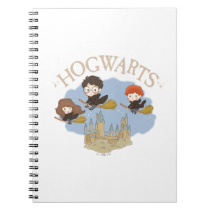 Caderno Espiral HARRY POTTER™, Hermione e Ron Voando Sobre HOGWART