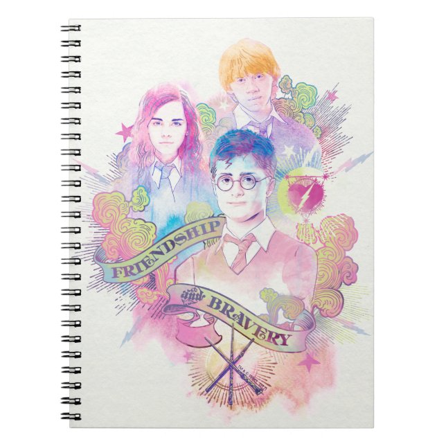 Caderno Espiral Harry Potter Spell | Harry, Hermione e Ron Waterc (Frente)