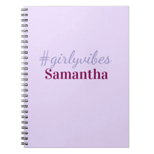 Caderno Espiral hashtag girlyvibes roxo claro rosa vibrações femin