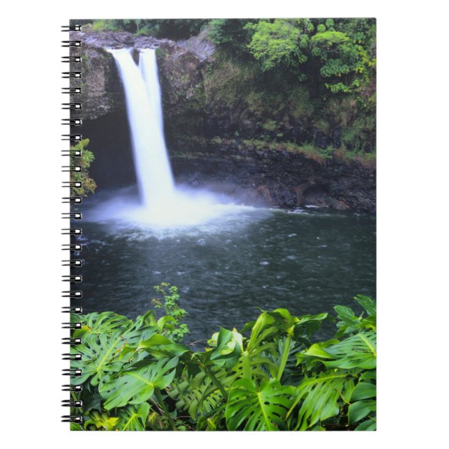 Caderno Espiral Havaí, Ilha Grande, Hilo, Rainbow Falls, Lush (Frente)