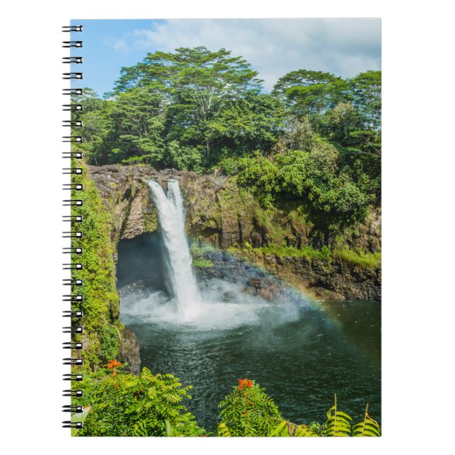 Caderno Espiral Havaí, Rainbow Falls em Hilo (Frente)