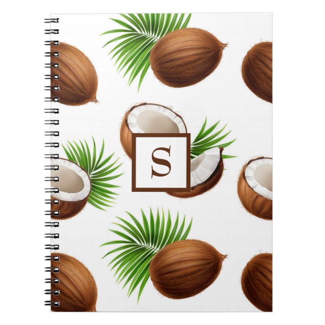Caderno Espiral Havaiano Coconuts Monograma Tropical (Frente)