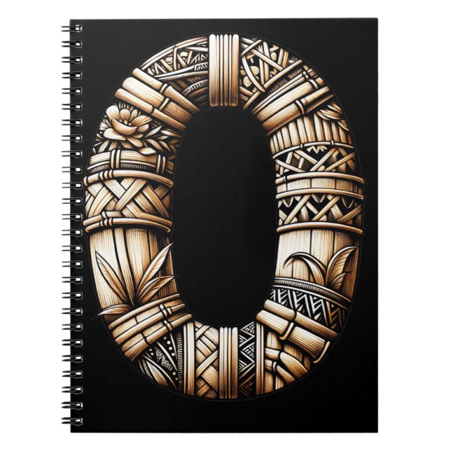 Caderno Espiral havaiano Polinésia Aloha - Letra O Personalizada I (Frente)