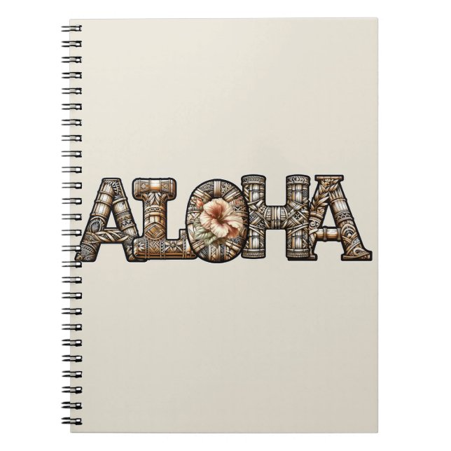 Caderno Espiral Havaiano Polinésio Aloha Bambu Look (Frente)