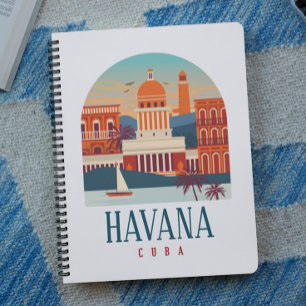 Caderno Espiral Havana Cuba Vintage - Viagem mínima retrô