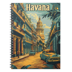 Caderno Espiral Havana Nostalgia: Carros vintage na Cidade Velha