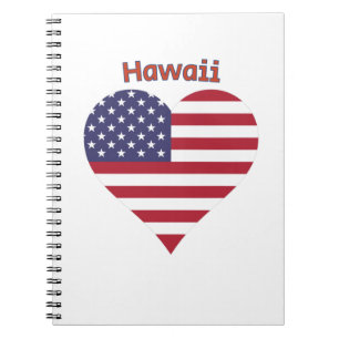 Caderno Espiral Hawaii American Flag Heart