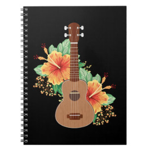 Caderno Espiral Hawaiian Flowers Ukulele Guitar Hawaii