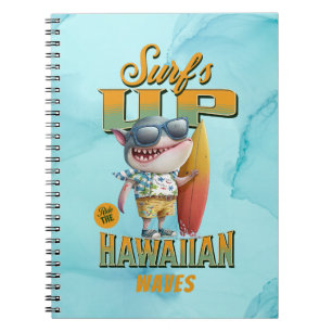Caderno Espiral Hawaiian Waves Surf Pidgin Slang Shark