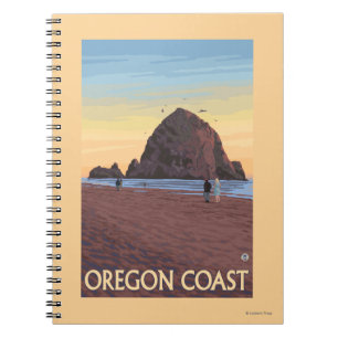 Caderno Espiral Haystack Rock Viagens vintage