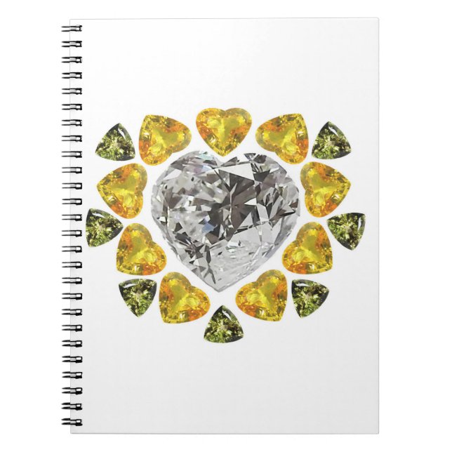 Caderno Espiral Heart Diamond Gemstone Art (Frente)