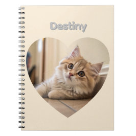 Caderno Espiral Heart-Shaped Cat Design