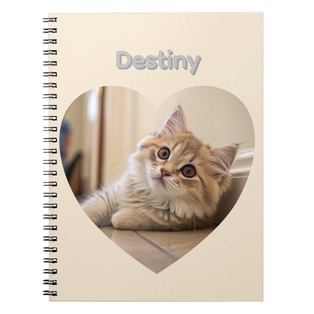 Caderno Espiral Heart-Shaped Cat Design (Frente)