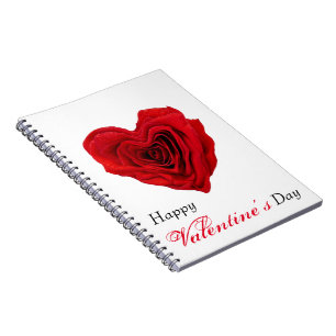 Caderno Espiral Heart-Shaped Red Rose Valentine's Day