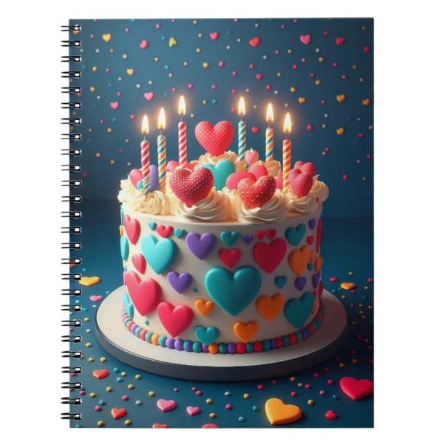 Caderno Espiral Hearts Birth Cake (Frente)