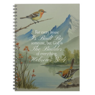 Caderno Espiral Hebreus 3:4 Deus o Construtor Escritura Cristão