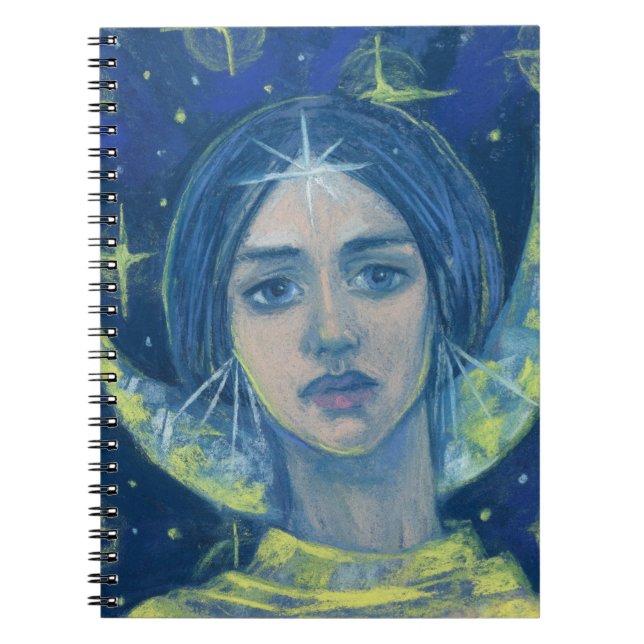 Caderno Espiral Hecate, Deusa da Lua, pintura pastel, arte da fant (Frente)