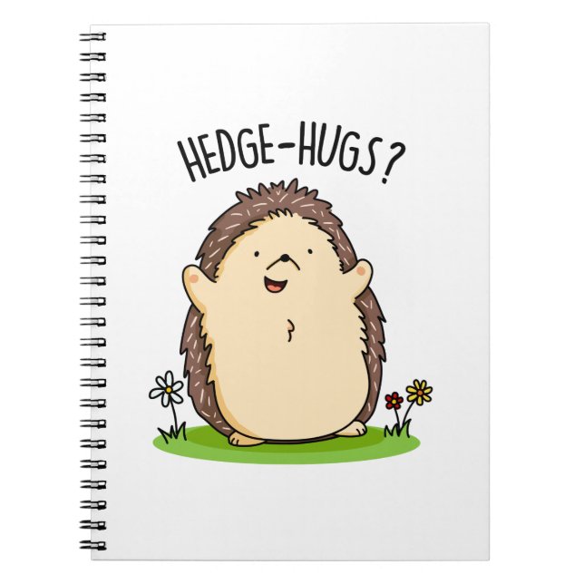 Caderno Espiral Hedge Hugs Funny Hedgehog Pun (Frente)