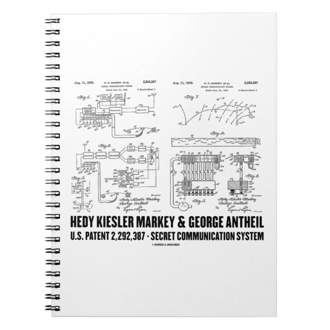 Caderno Espiral Hedy Kiesler Markey G. Antheil US Patent 2292387 (Frente)