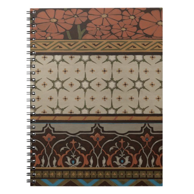 Caderno Espiral Heirloom Têxtil com Padrões Decorativos (Frente)