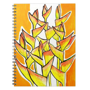 Caderno Espiral Heliconia Flói Arte Floral Trópica Bold