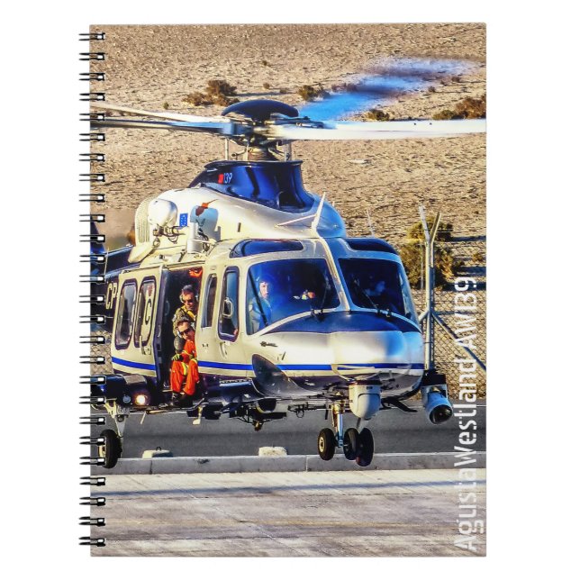 Caderno Espiral Helicóptero da polícia de AgustaWestland AW139 (Frente)