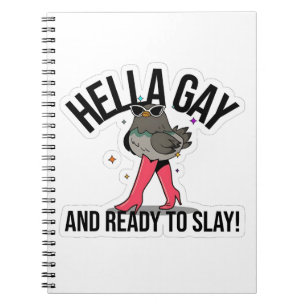 Caderno Espiral Hella Gay e pronta para jogar LGBTQ Engraçado