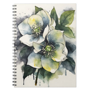Caderno Espiral Hellebore - Flores aquarela