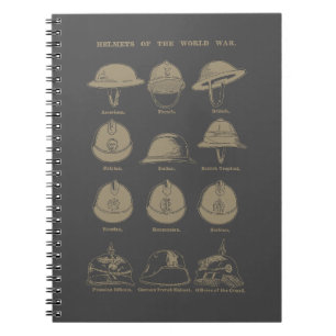 Caderno Espiral Helmets of the World War 1 