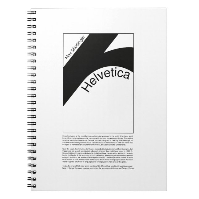 Caderno Espiral Helvetica Typography | Demo Design (Frente)