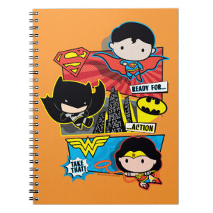 Caderno Espiral Heróis Chibi Prontos Para Ação!
