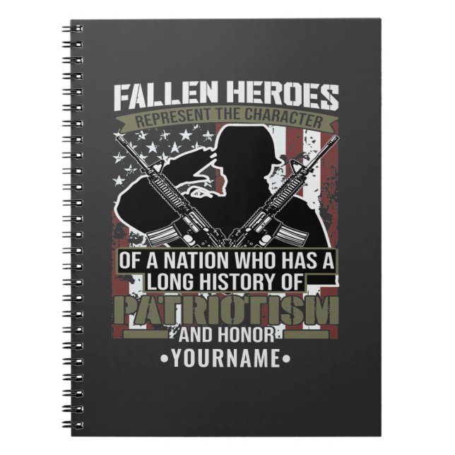 Caderno Espiral Heróis do Fallen representam o caráter de uma naçã (Frente)