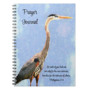 Caderno Espiral Heron Sea Bird Olhando Bíblia Versa Fé