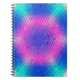 Caderno Espiral Hexágonos Holográficos de Escala de Sereia Rosa a 
