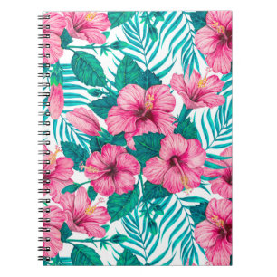 Caderno Espiral Hibiscus e palmeiras