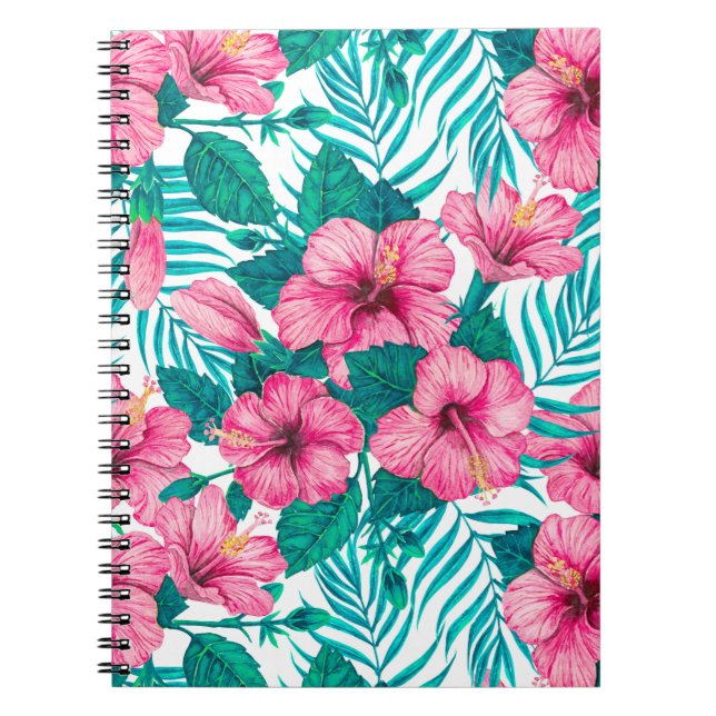 Caderno Espiral Hibiscus e palmeiras (Frente)
