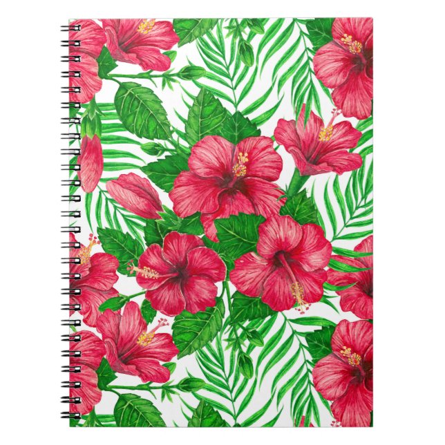 Caderno Espiral Hibiscus e palmeiras (Frente)