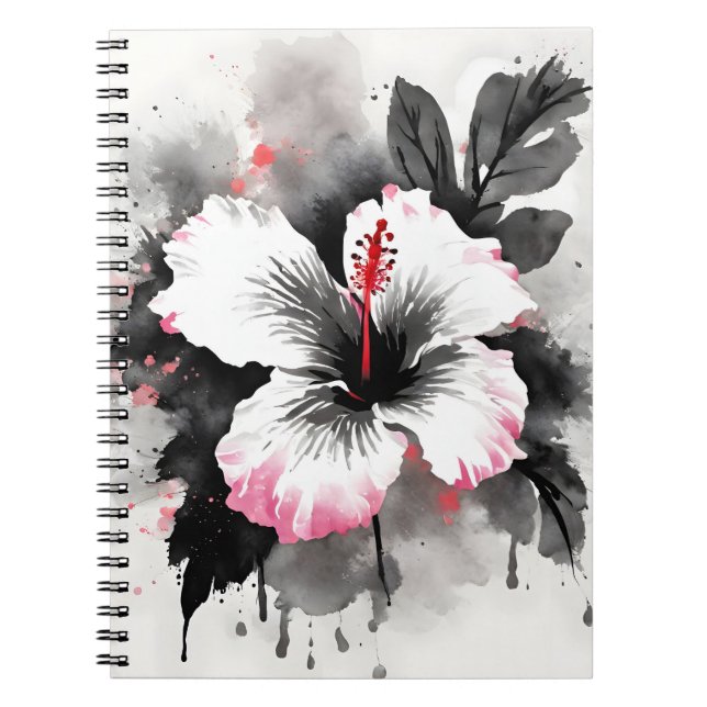 Caderno Espiral Hibiscus - Flores aquarela (Frente)