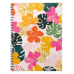 Caderno Espiral Hibiscus & Monstera: Vibrações Tropicais