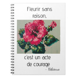 Caderno Espiral Hibiscus rose en pixels délicats